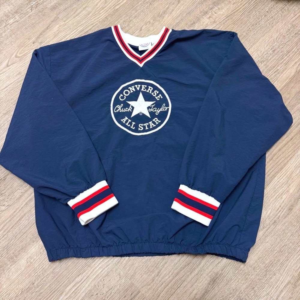 Vintage 90's Converse Chuck Taylor All Star Windbreaker Navy Blue XL Made in USA